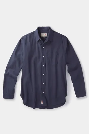 Aubin Blue Grainsby Linen Cotton Shirt XL