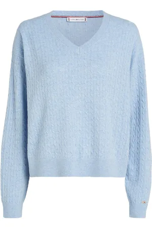 Tommy Hilfiger Blue Curve Mini Cable V-Neck Jumper AU 18