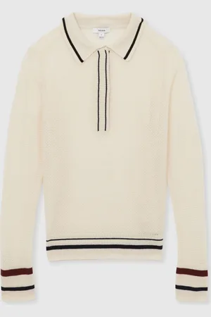 Reiss Cece Wool-Cashmere Tipped Polo Jumper M