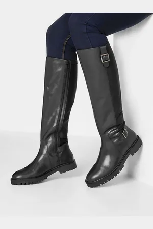 Long Tall Sally Black Leather Knee High Boots AU 10 (EU 41)