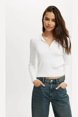 Cotton On White Preppy Button Through Polo Shirt S