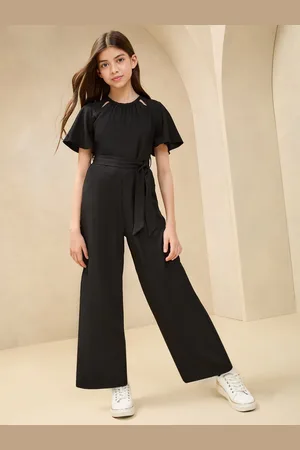 Lipsy London Black Cut-Out Flutter Sleeve Jumpsuit (5-16yrs) 11 Years (146cm)
