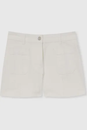 Reiss Kira Mid-Rise Patch Pocket Denim Shorts 25W x 33L (UK 25 L)