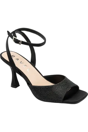 Ravel Black Peep-Toe Block-Heel Mule Sandals AU 7 (EU 38)