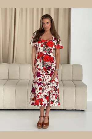 Girl in Mind Georgie Floral Frill Maxi Dress AU 16