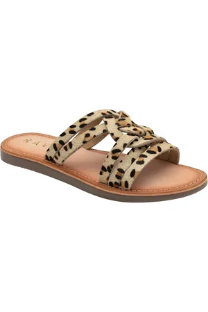 Ravel Animal Print Leather Flat Mule Sandals AU 7 (EU 38)