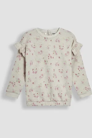 JoJo Maman Bébé Neutral Floral Frill Shoulder Sweatshirt 116122cm