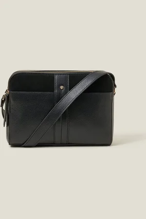 Accessorize Black Double Zip Leather Cross-Body Bag one