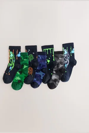 Next Black/Green Drippy Gamer Rich Socks 7 Pack 12.5-3.5