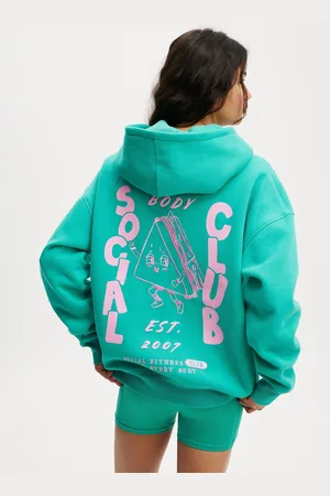 Cotton On Green Plush Premium Graphic Hoodie S