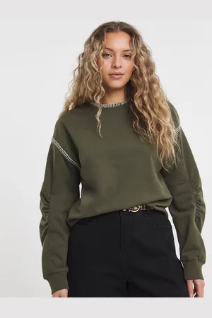 Simply Be Green Oversized Whipstitch Detail Sweatshirt 22