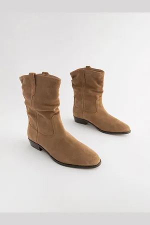 Next Tan Brown Extra Wide Fit Forever Comfort Slouch Ankle Boots AU 8 (EU 39)