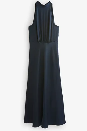 Next Textured Satin Halter Sleeveless Midi Dress AU 20 Tall