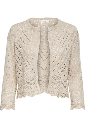 JDY Cream 3/4 Sleeve Crochet Cardigan AU 6