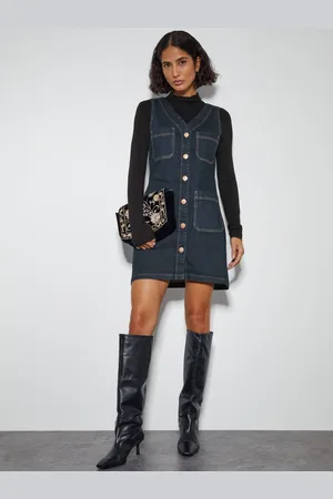 Monsoon Pia Denim Pinafore Mini Dress XL