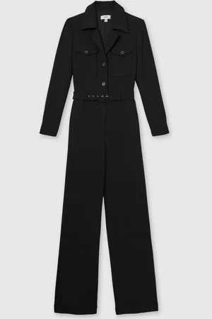 Reiss Black Ray Belted Utility Jumpsuit AU 12