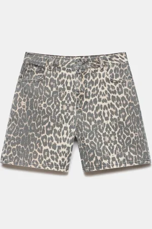 mint&berry Leopard Print Denim Shorts AU 14