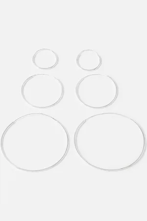 Accessorize Sterling Silver Plain Hoop Earring Set one