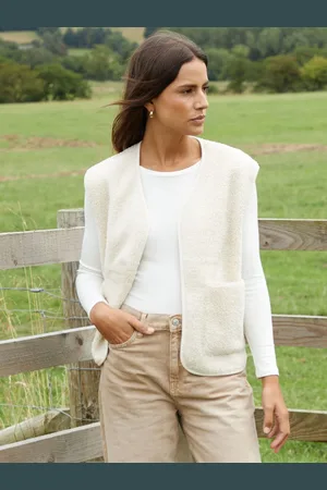 Threadbare Cream Reversible Borg Gilet large