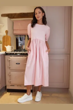 Threadbare 100% Cotton Puff Sleeve Jersey Poplin Mix Maxi Dress AU 16
