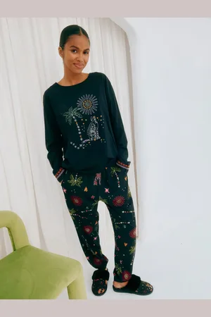 Never Fully Dressed Black 100% Cotton Embroidered Pyjamas Set AU 10