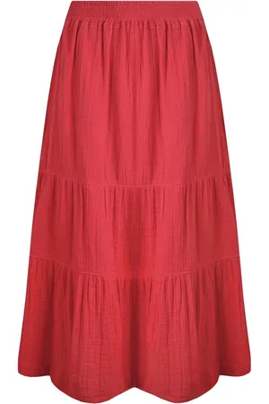 Weird Fish Lathika Doublecloth Midi Tiered 100% Cotton Skirt AU 14