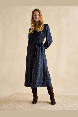 Joules Lilliana Shirred Midi Dress AU 14
