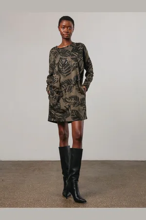 Religion Green Batwing Sleeve Jersey Tunic 100% Cotton Dress With Leaf Motif And Beaded Embroidery AU 8