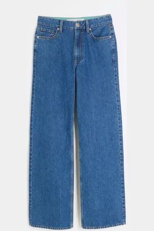 River Island Dark Blue 1 High Waisted Relaxed Straight 100% Cotton Jeans AU 10 R