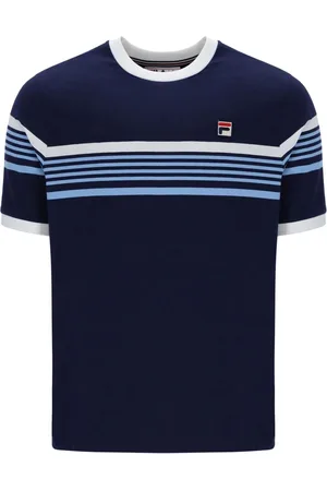 Fila Blue James Yarn Dye Stripe 100% Cotton T-Shirt XL