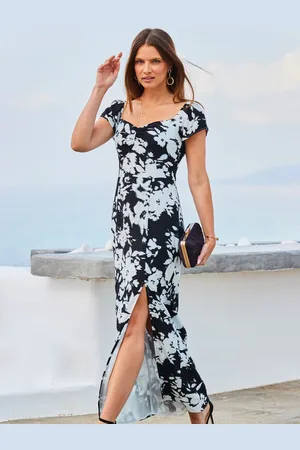 Sosandar Floral Print Split Detail Maxi Dress AU 10
