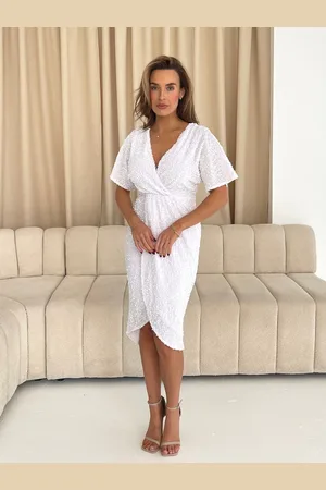 Girl in Mind Novah Sequin Wrap Detailing Midi Bridal Dress AU 12
