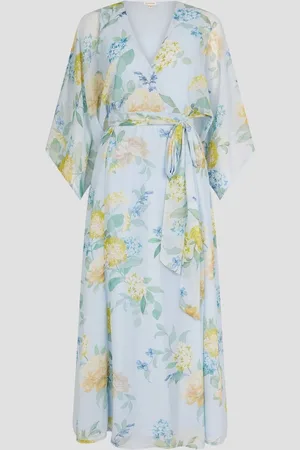 Monsoon Rowan Floral Wrap Midi Dress AU 14