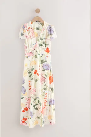 Next Flutter Sleeve V-Neck Tie Waist Maxi Dress AU 12