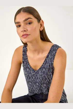 Roman Blue Abstract Print Cami Stretch Vest Top AU 14