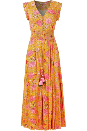 Joe Browns Button Front Floral Print Tassel Maxi Dress AU 14