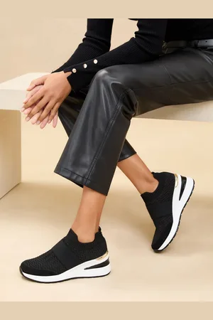 Lipsy London Black Chunky Wedge Pull On Runner Trainers AU 11 (EU 42)