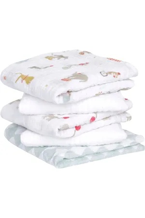Aden + Anais White Essentials 100% Cotton Elephant Circus Muslin Squares 5 Pack one