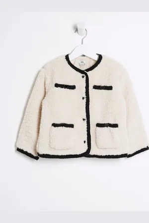 River Island Cream Girls Borg Coat 12