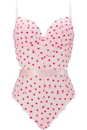 Ann Summers Pink Hold Me Tight Flocked Heart Body L