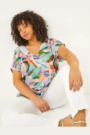 Roman Purple Curve Abstract Print Blouse AU 26-28