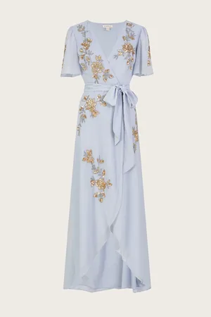 Monsoon Sarah Embroidered Wrap Dress AU 14
