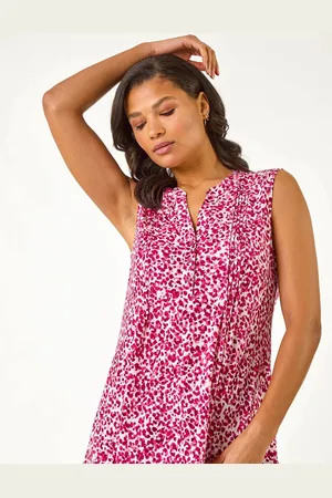 Roman Pink Abstract Animal Print Stretch Vest Top AU 16