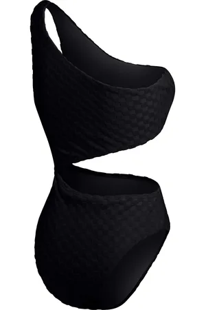 Speedo Black Terry Asymmetrical Cut-Out Swimsuit 1 Piece with UPF50+ Sun Protection XL