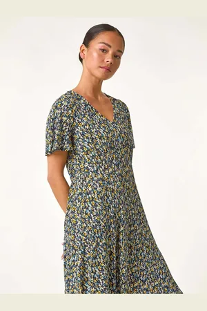 Roman Petite Floral Crinkle Dress AU 18