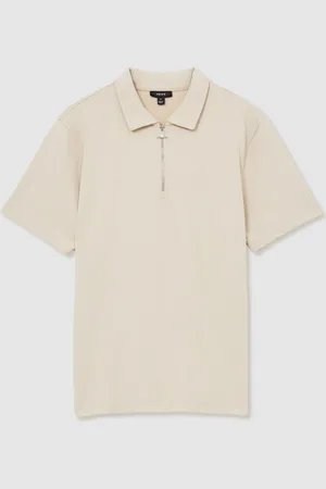 Reiss Albany Textured Half-Zip Polo Shirt L