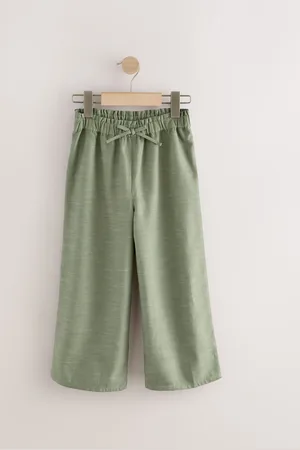 Next Khaki Green Wide Leg Trousers (3-16yrs) 7 Years (122cm)