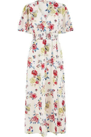 Yumi Floral Fabric Ruched Waist Midi Dress AU 20