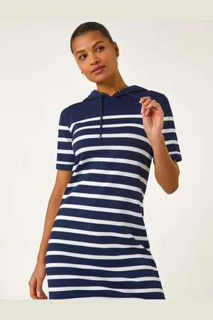 Roman Stripe Hooded Knit Dress AU 20