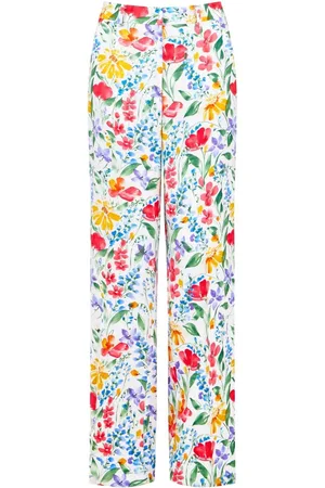Joe Browns White Bold Floral Print Statement Co-Ord Trousers AU 16